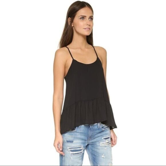 REVOLVE dRA Sham Camisole Blouse Top Flowy Ruffle Peplum Black Size Small - Picture 10 of 15